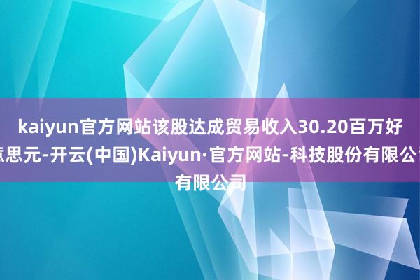 kaiyun官方网站该股达成贸易收入30.20百万好意思元-开云(中国)Kaiyun·官方网站-科技股份有限公司